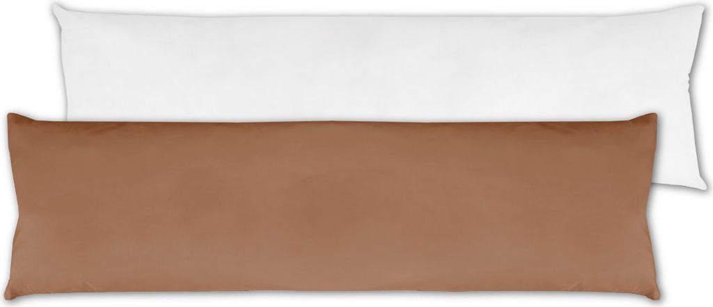 Seitenschläfer Kissenhülle, Hülle für Ihr Füllkissen oder Seitenschläferkissen inkl. Füllkissen (ca. 40x140cm / Braun)