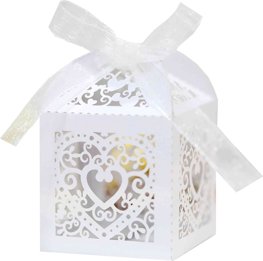 50pcs Laser Cut Sweet Heart Favor Boxen, Kleine Geschenk-Boxen Fš¹r Geschenke, Party Hochzeit Favors Boxen Mit Band, Mini Candy Boxen