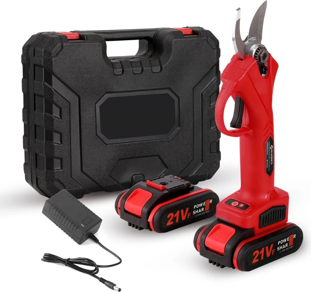 Elektrische Astschere - 21V Akkuschere kabellos - EU-Stecker - Für Obstbäume und Bonsai - - Rot