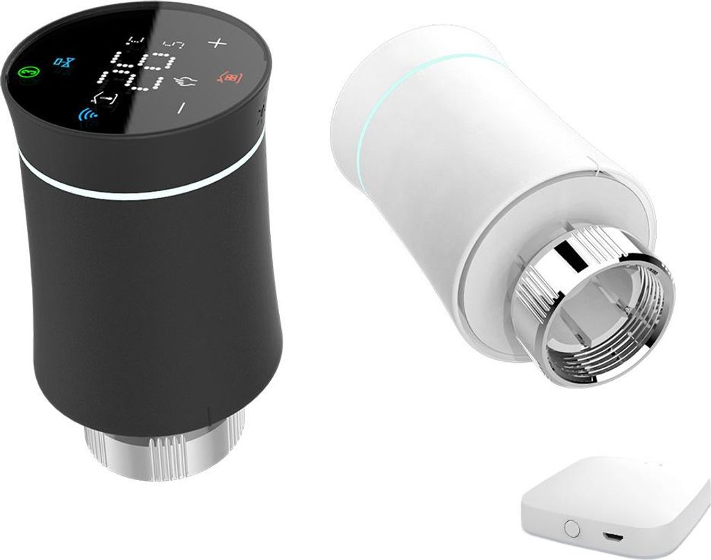 AIORBER ZigBee Smart Thermostat Heizkörperventil mit App Steuerung, Zeitplan, Sprachsteuerung, energiesparend, Fernbedienung, Schwarz