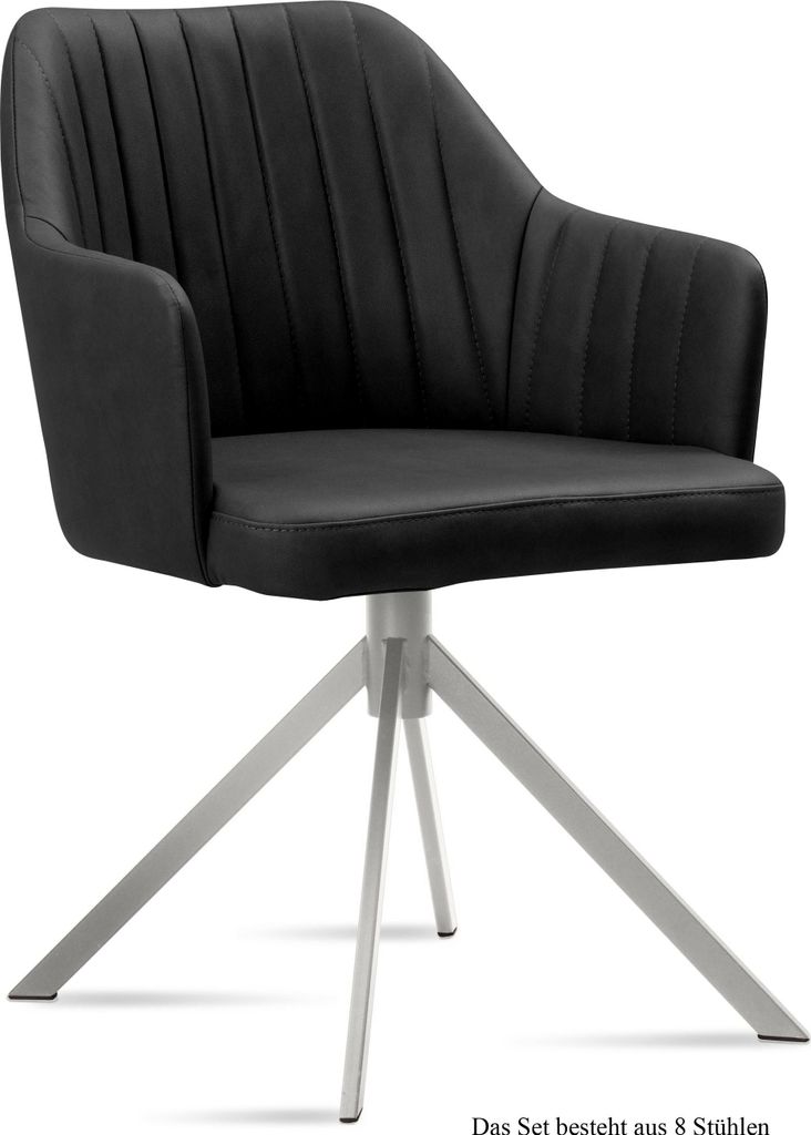 Armlehnstuhl (8er-Set) Dorthe 58x81x60 Edelstahl/Anthrazit