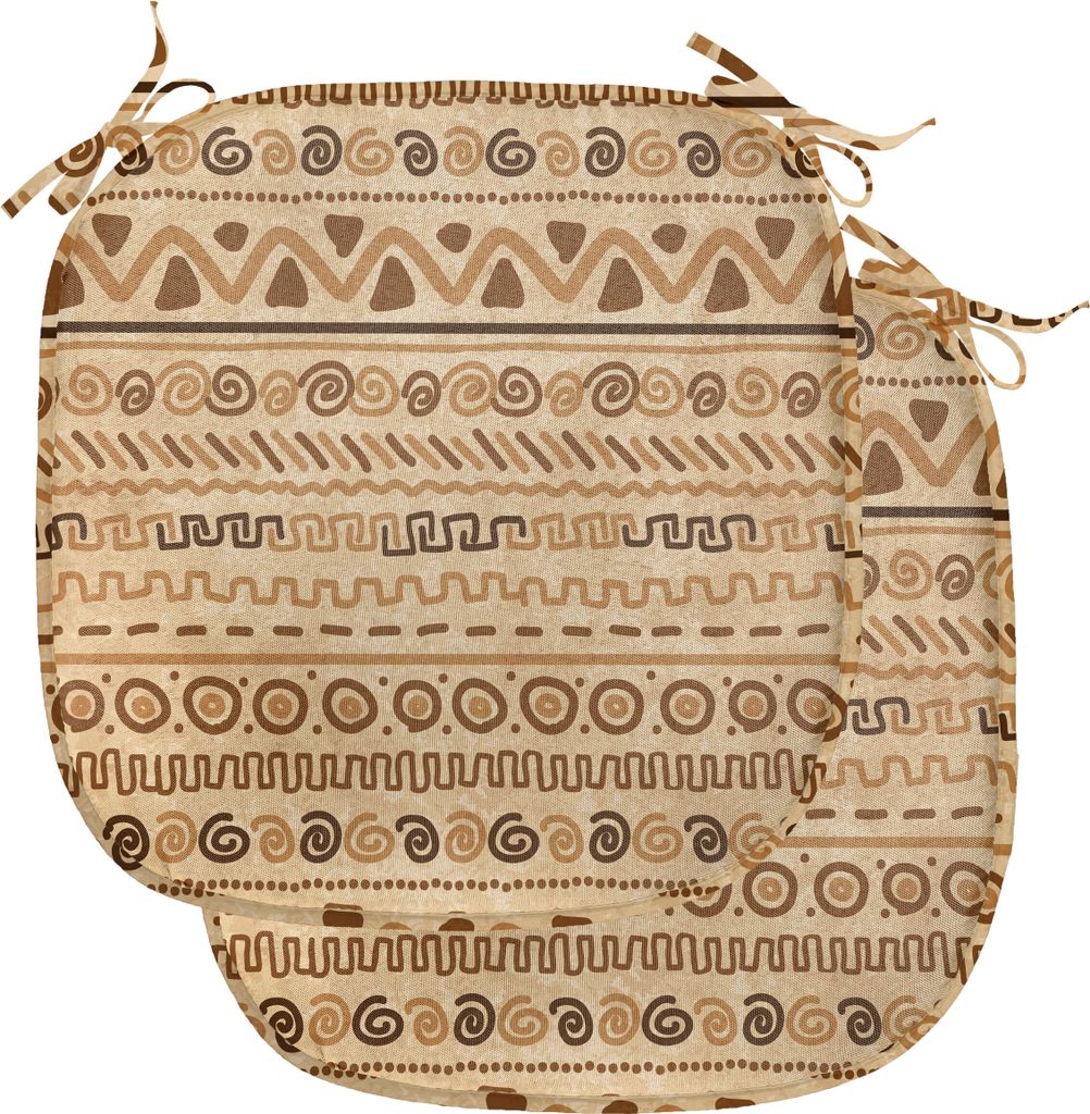 ABAKUHAUS Sambia Polster für Esszimmerstühle, Ethnisch, Dekoratives wasserfestes Kissen mit Riemen für Küchensitze, 40 cm x 40 cm-2er Pack, San...