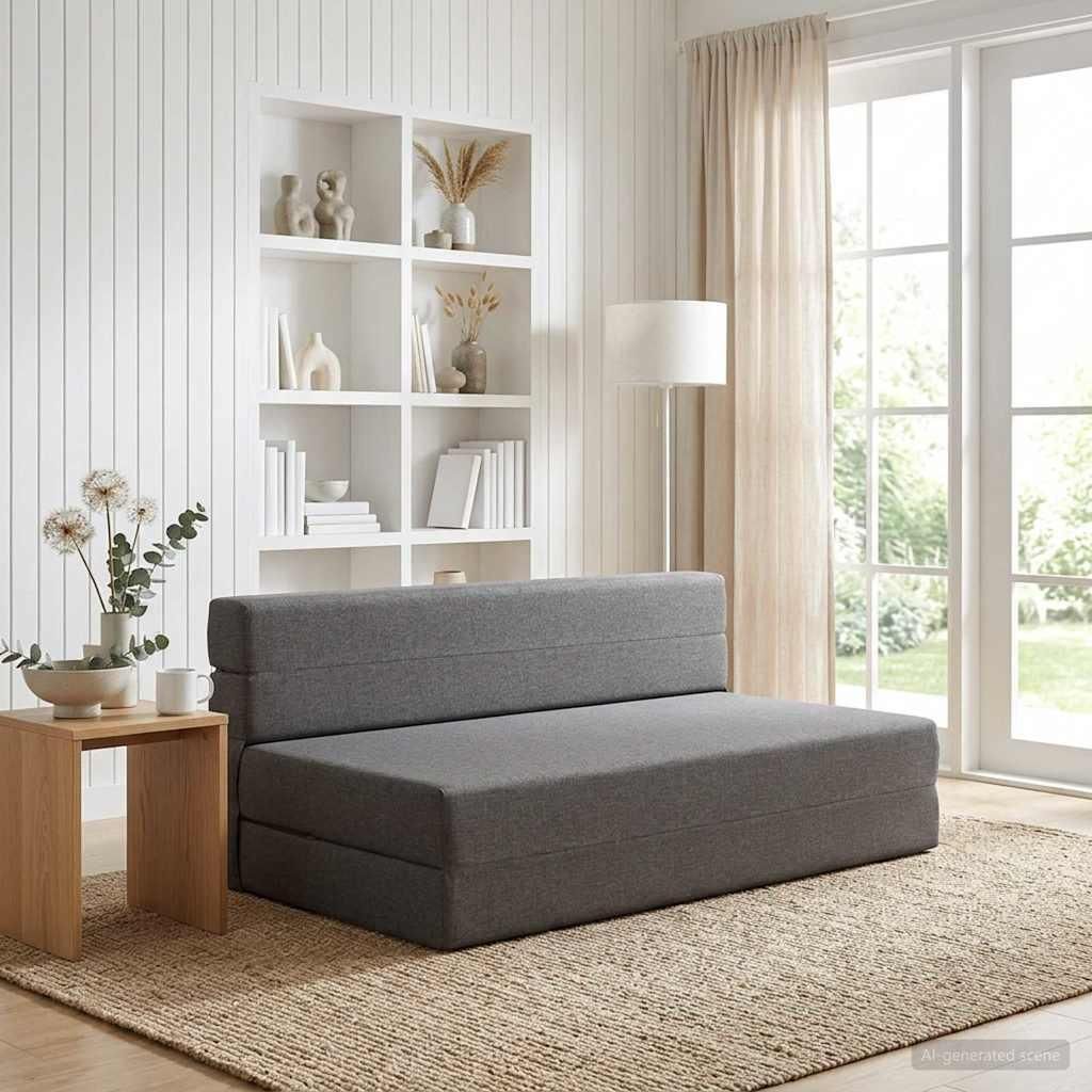 Maison Exclusive - Klappsofa Bett Hellgrau 152 x 86,5 x 60 cm Stoff