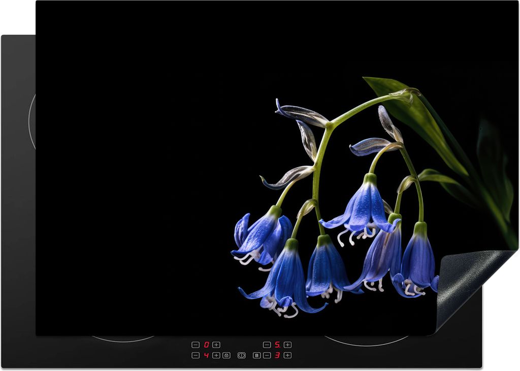 KitchenYeah Herdabdeckplatte Hyazinthe - Blumen - Blau - Natur - Schwarz , 75x52cm, Küche Deko, Glaskeramikkochfeld Herdabdeckung, Abdeckplatte ...