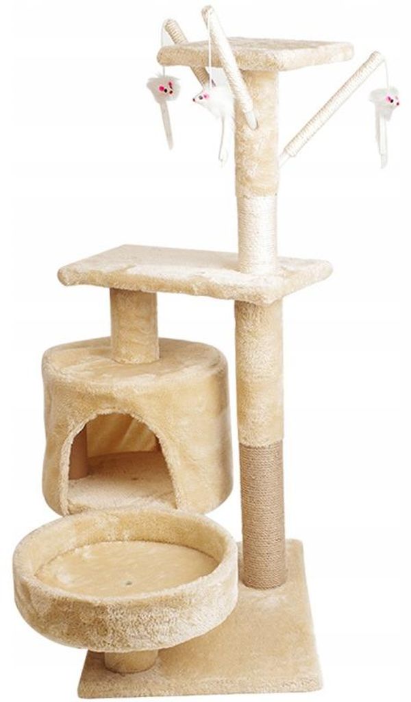 Drapak dla kota drzewko słupek beżowy 5 poziomów 88cm - Zdjęcie produktu 