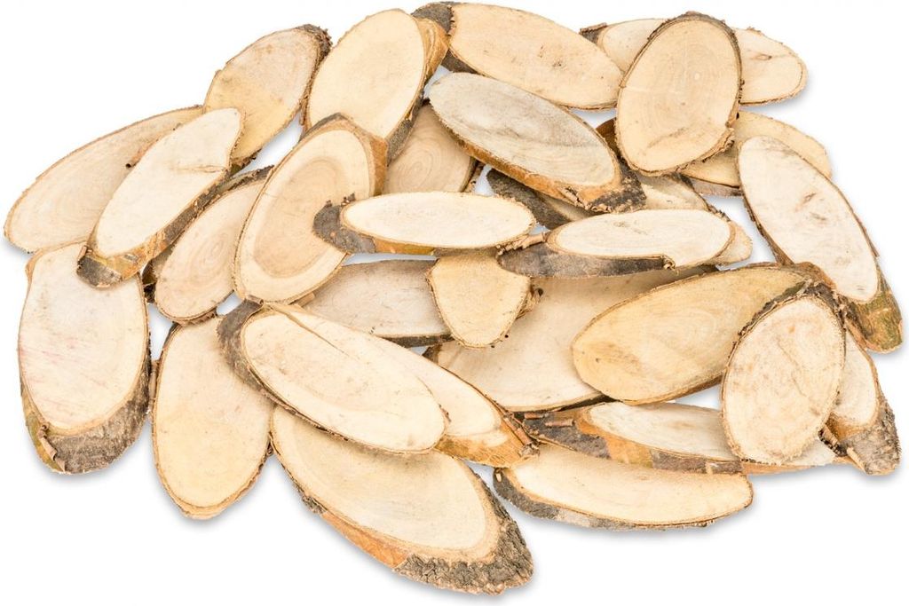 Holzscheiben oval Pinienholz 250g natur 6–10cm Basteln Deko Produktbild 