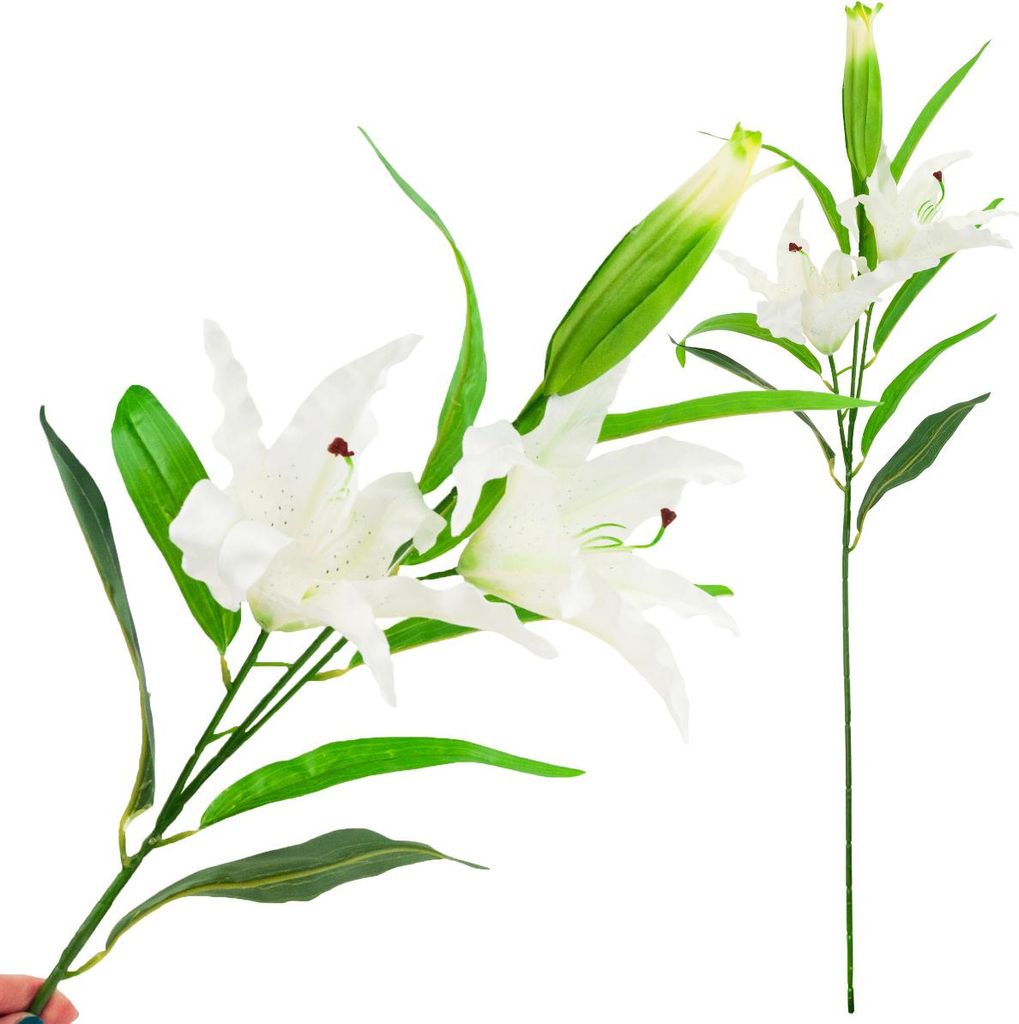 Lys Blanc Fleurs artificielles Branche de lys Image du produit 