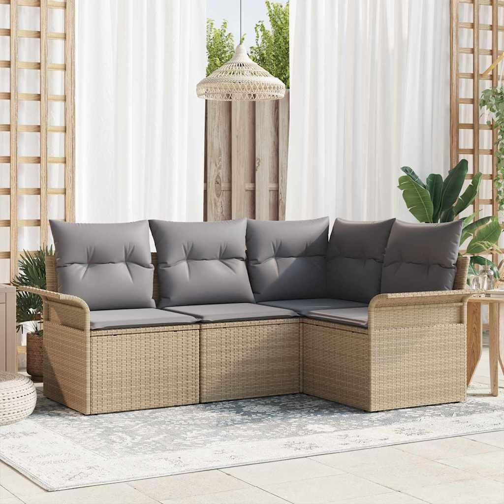 Maison Exclusive - Gartensofa-set mit Speicher 4 pcs Beige Poly-Rattan
