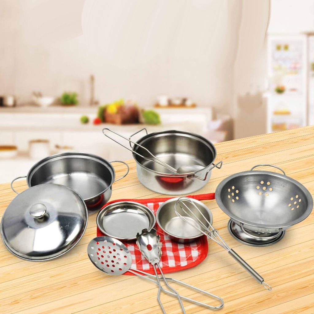 9 teilige Küche Kochen Set Kochgeschirr Kochutensilien Spielzeug für 