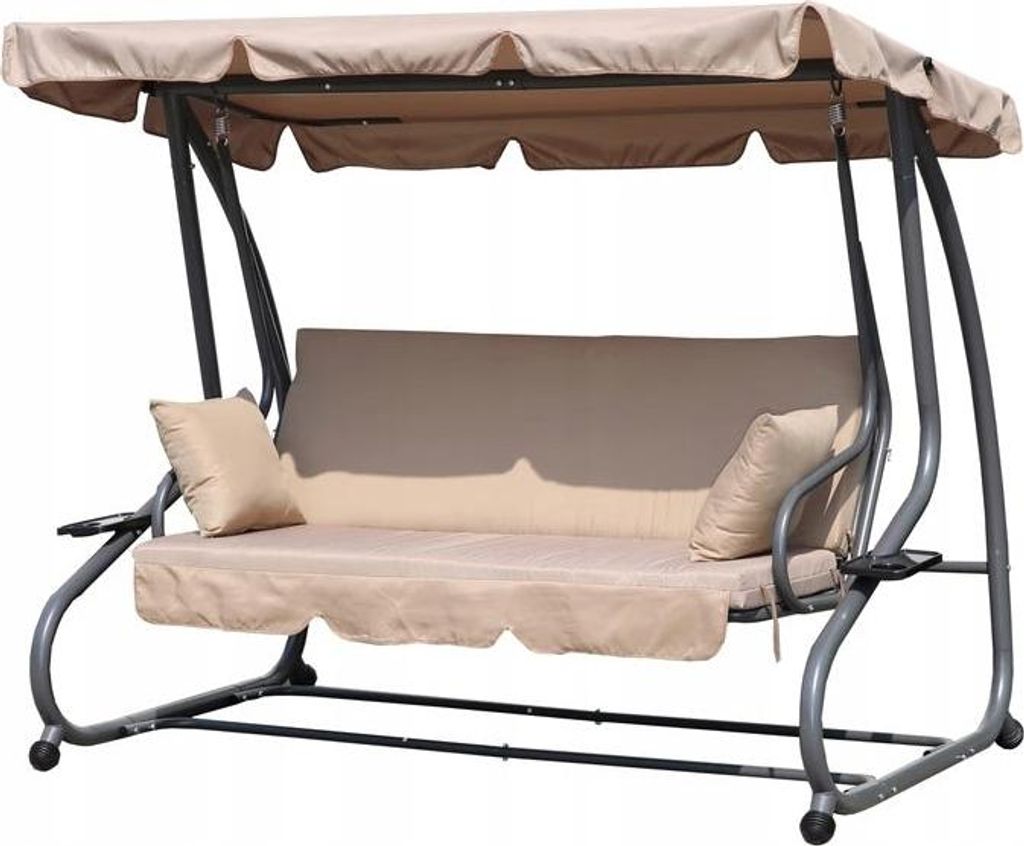 Klappbare Gartenschaukel 2in1, Kissen beige