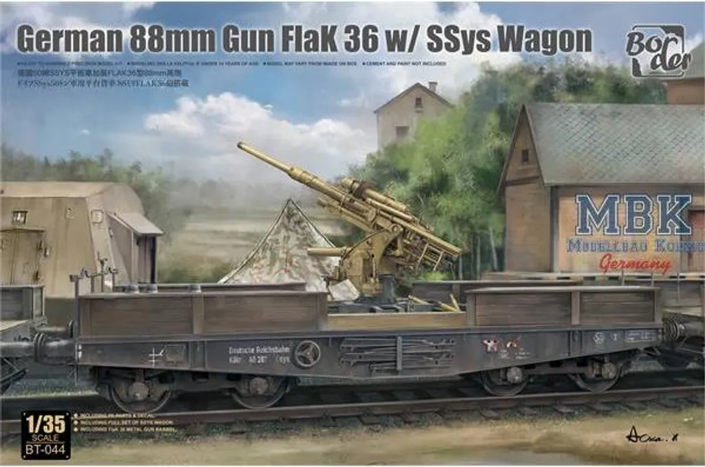 Maquette Canon Antiaérien 88mm Flak36 avec Wagon de Transport Ssys