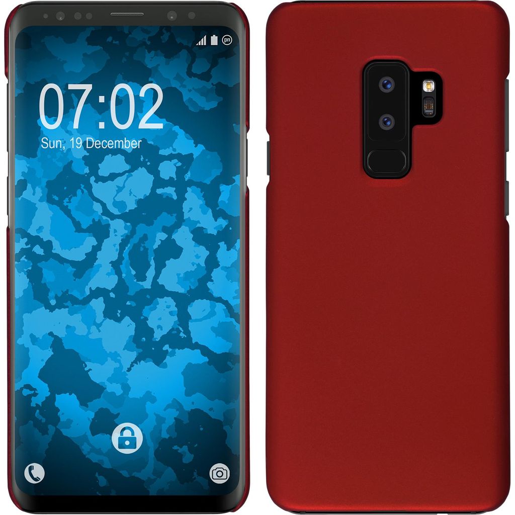 PhoneNatic Case kompatibel mit Samsung Galaxy S9 Plus - Hülle rot gummiert Hard-case Cover
