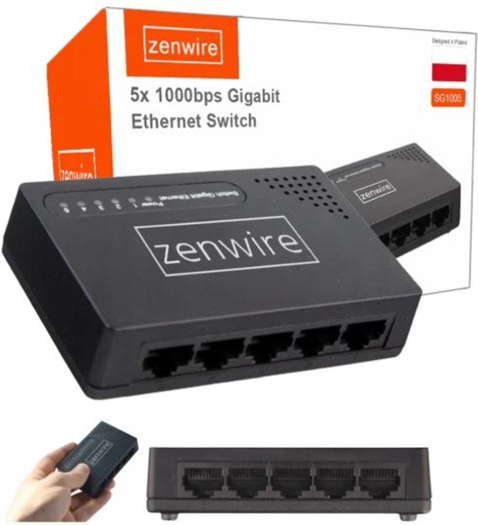 Distributore di switch LAN a 5 porte Gigabit Ethernet RJ-45 Immagine del prodotto 