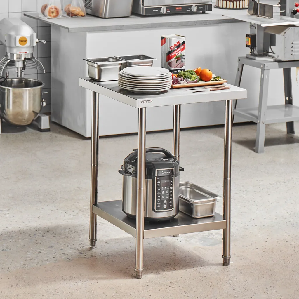 Table de préparation inox 61x61cm - Idéal pour préparation culinaire - 8