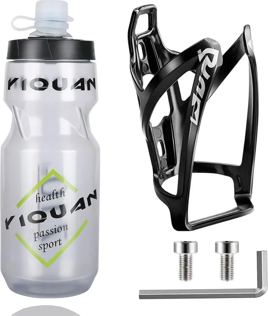Porte-bidon vélo robuste OSIGEI avec bouteille 24 oz sans BPA grise