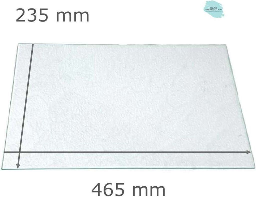 Kühlschrank Einlegeboden - Strukturglas Kathedral 4 mm - eckige Ecken - 465 mm x 235 mm - (89,96 EUR / qm - Mindestbfl. 0,25 qm - Kantenb. 5,35 EU...