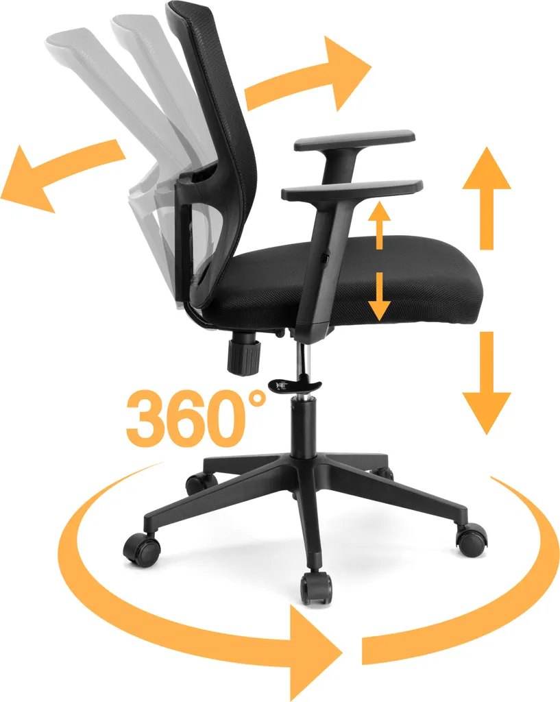 Siège de bureau LINOS noir idéal télétravail - Fauteuil informatique - 5