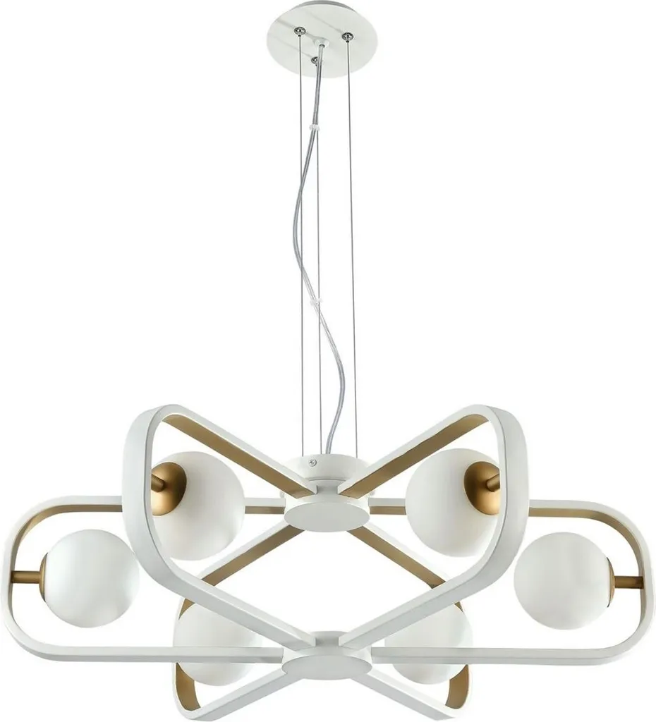 Lustre Circulaire de Luxe Blanc et Doré 65cm pour Salon et Réception