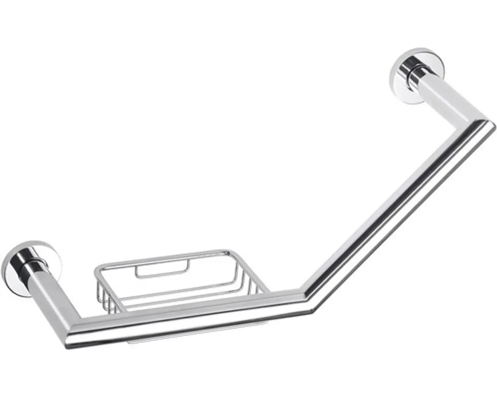 Poignée de douche coudée OMEGA avec porte-savon laiton chromé 40 cm