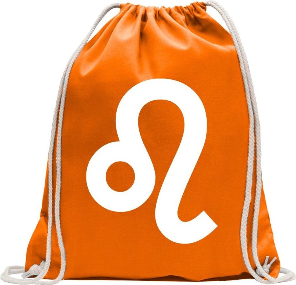 Kiwistar - Turnbeutel - mandarin - Löwe Sternzeichen - Fun Rucksack Sport Beutel Gymsack Baumwolle mit Ziehgurt