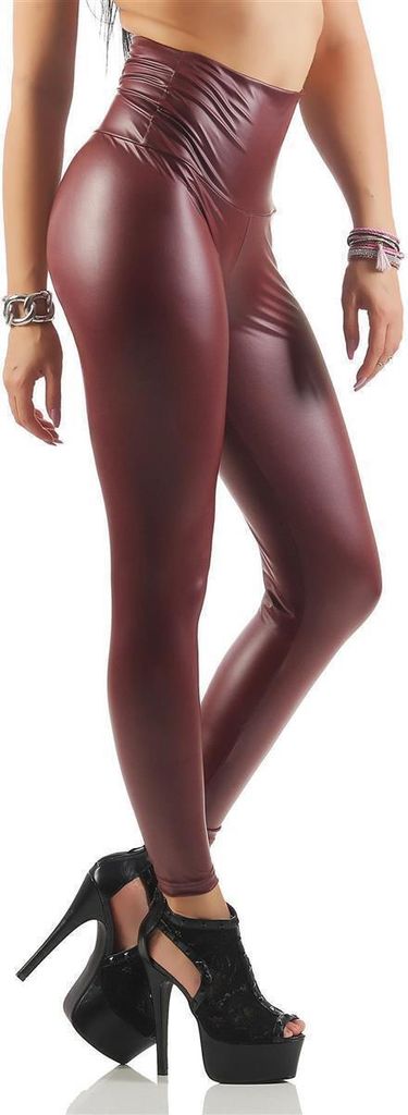 Dámské legíny Hohe Taille Wet-Look Glanz; Bordo Matt M/38 Obrázek produktu 