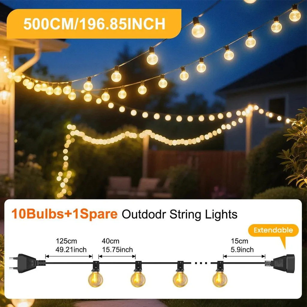 Guirlande extérieure incassable de 5 mètres dotée de 10 lampes LED - 2