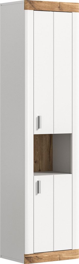 Grote hangkast Laredo - Wit mat / Donker eikenhout Productafbeelding 