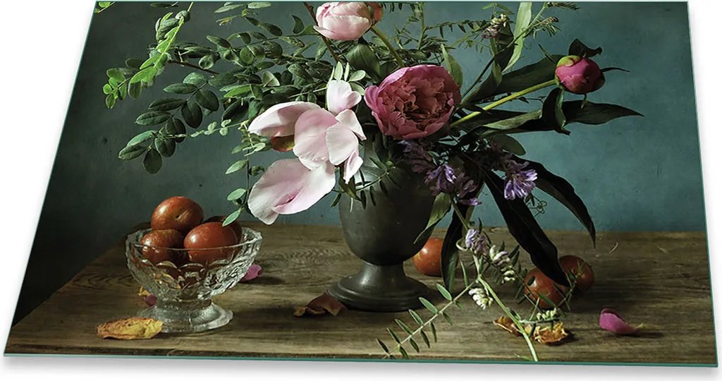 Piastra di copertura del piano di cottura in ceramica vetro decorazione universale 80x52 fiori beige