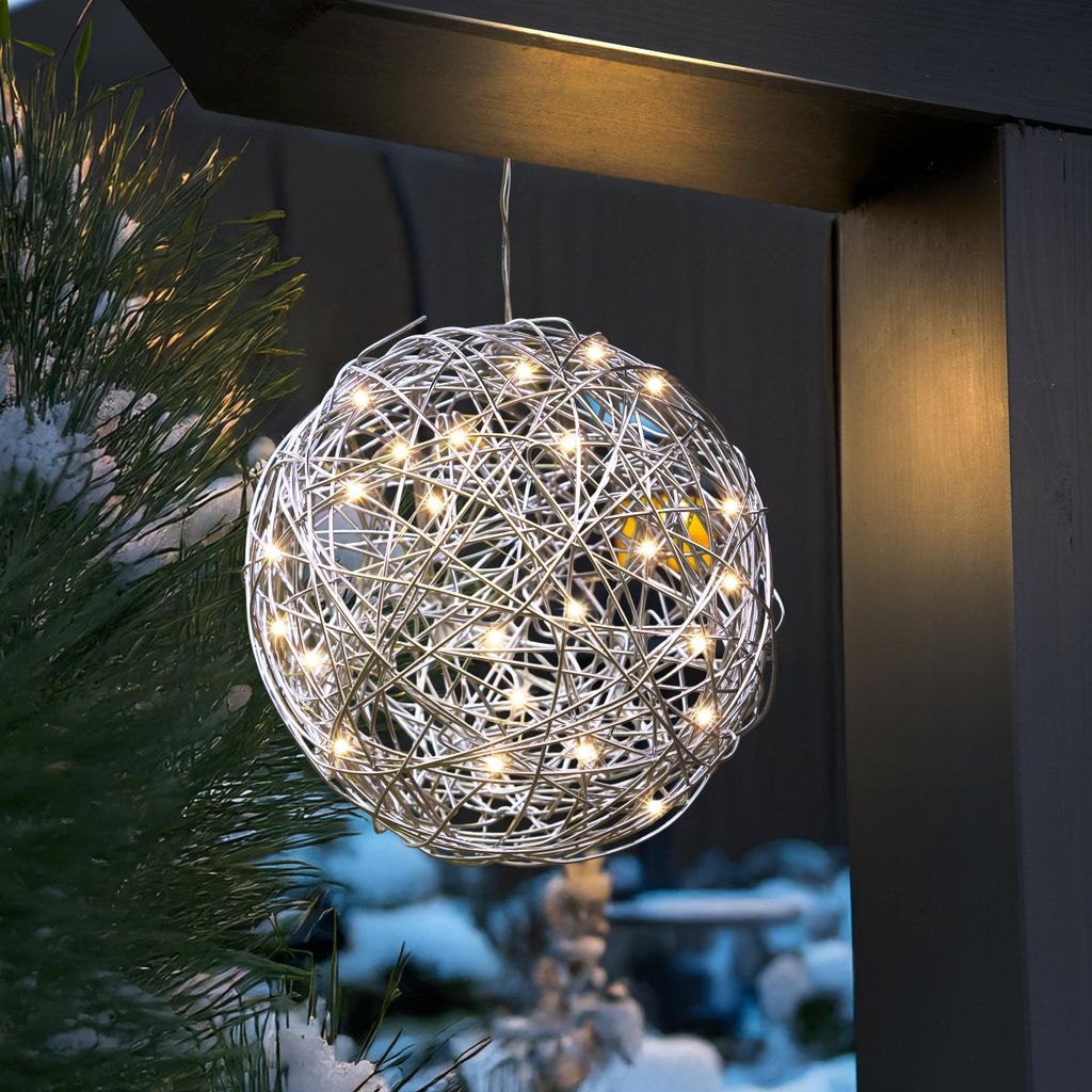 esotec Solar Deko-Drahtkugel ⌀ 25 cm warmweiß mit 50 LEDs Produktbild 
