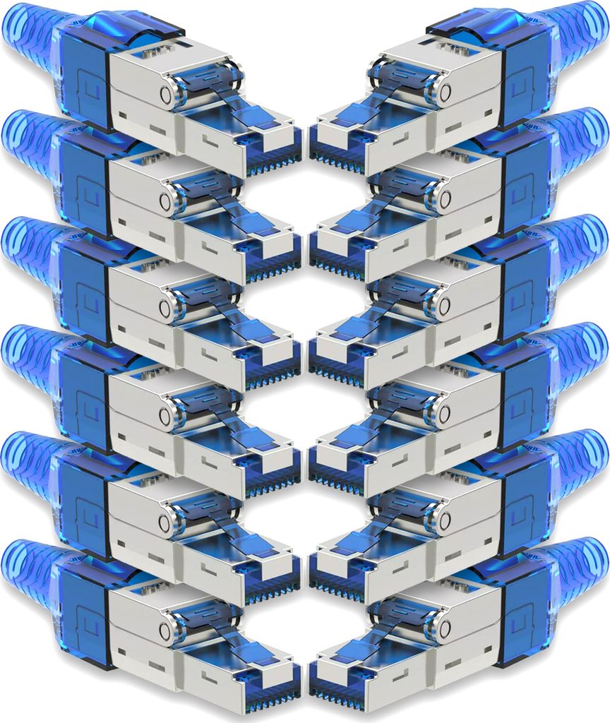 12x Netzwerk Stecker CAT 7 Werkzeuglos RJ45 CAT7 Netzwerkstecker Netzwerkkabel