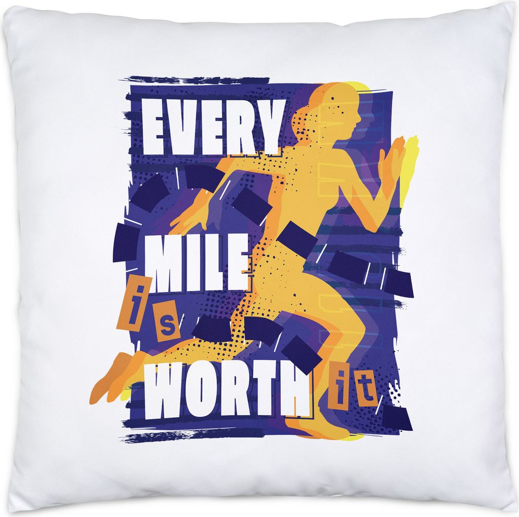 Every Mile Is Worth It Kissen Running Mile Joggen Laufen Läufer Hobbie Sport Freizeit Laufschuhe