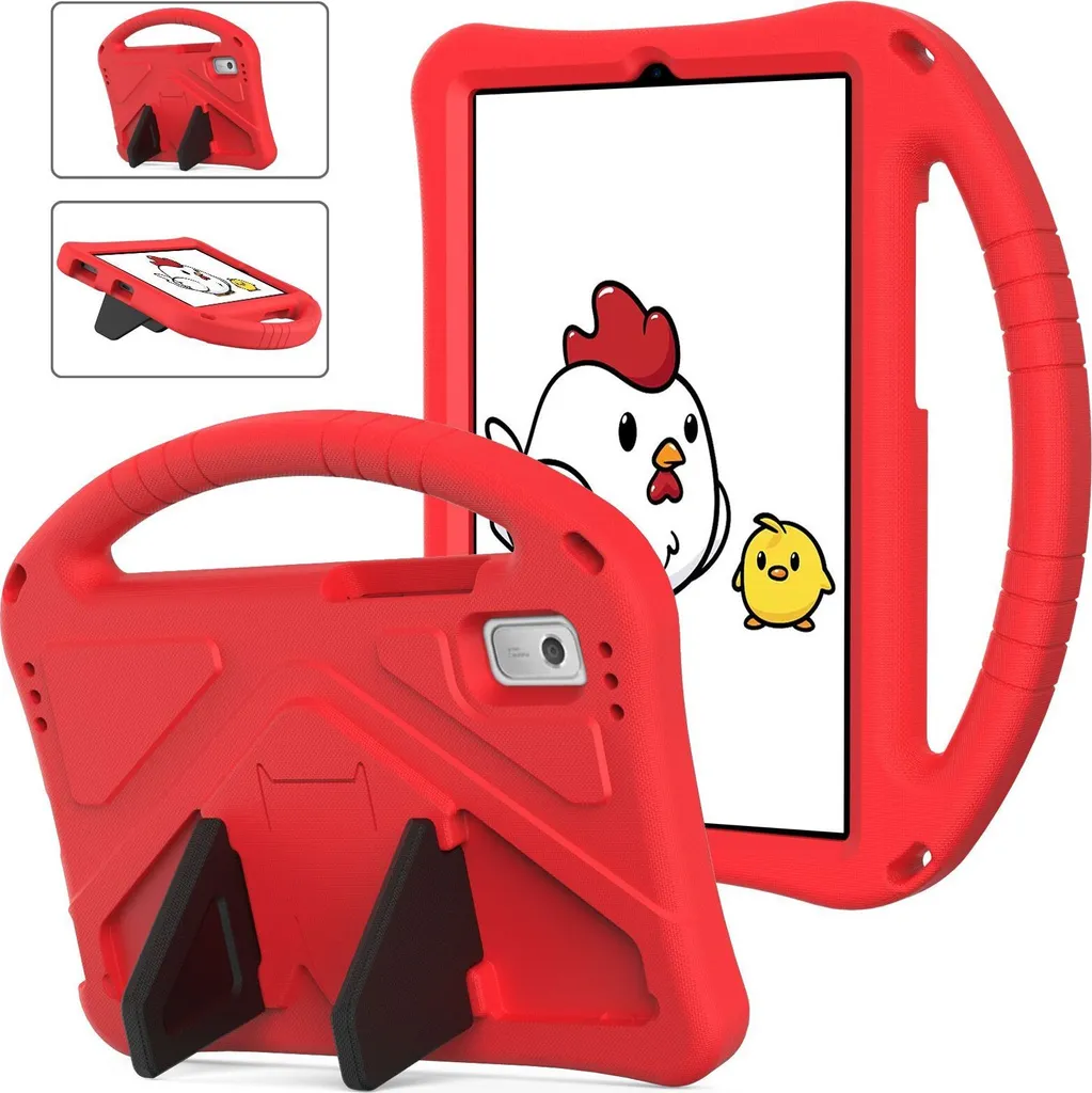 Custodia per bambini per Lenovo Tab M9 2023 TB-310FU, custodia antiurto leggera in EVA con supporto pieghevole e maniglia rossa