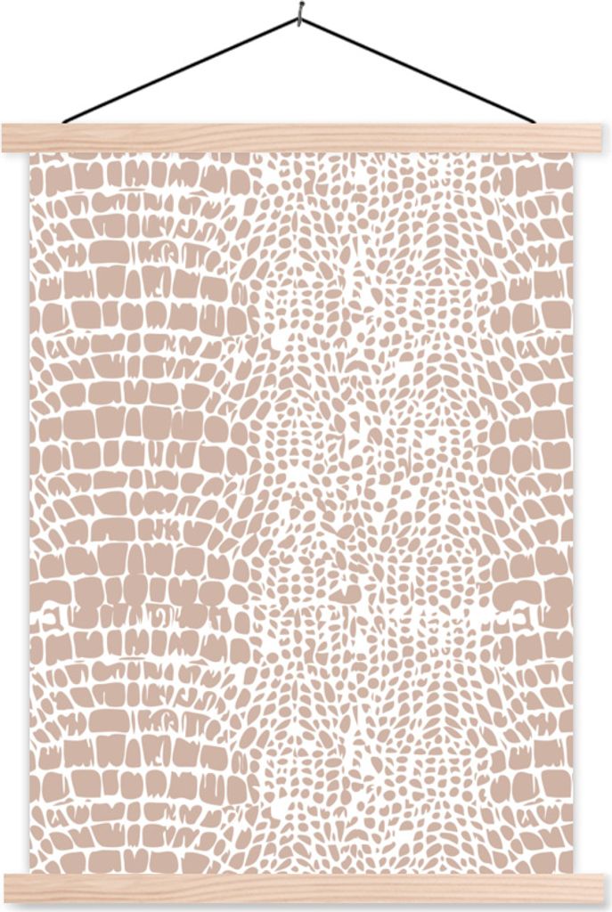 MuchoWow Textilposter Schlangenhaut - Tiermuster - Pastell - Rosa 120x160 cm mit holzfarbenen Rahmen - Plakatkarton