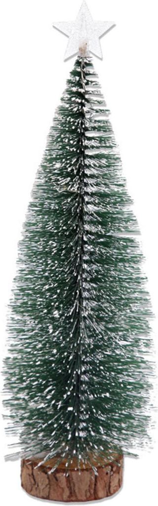 Mini-Weihnachtsbaum, kleiner künstlicher, schneebeflockter Bleistiftbaum mit LED-Lichtern, Tisch-Baumschmuck mit Holzsockel für die Weihnachtsdek...
