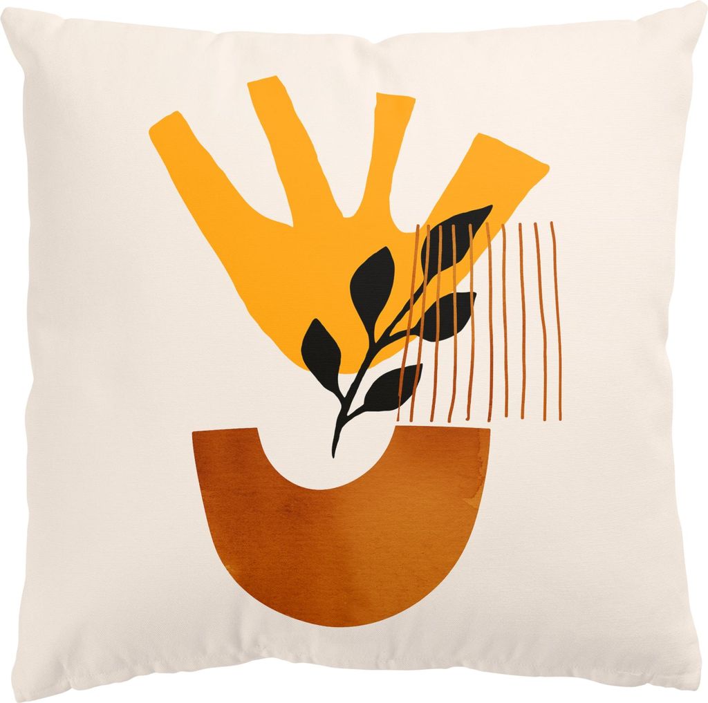 Dekokissen Blumen drinnen / Indoor Zierkissen Canvas waschbar Design gelb Abstrakt Sofakissen mit Füllung