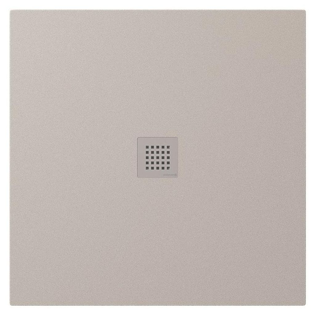 Polysan TRENECA Gussmarmor-Duschwanne 90x90cm, Verkürzungsmöglichkeit, beige matt