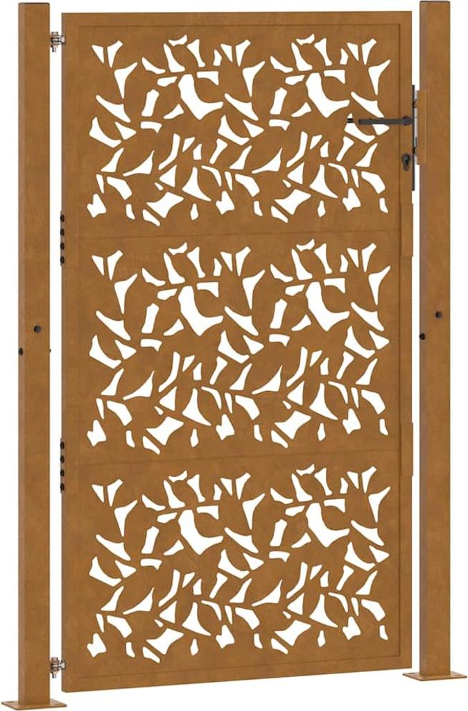 vidaXL Gartentor 100x150 cm Wetterfester Stahl Blattdesign
