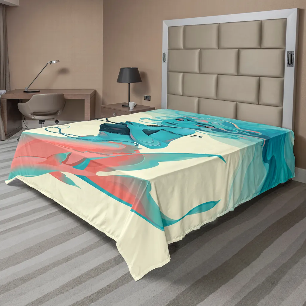 Drap de Lit Confortable Anti-Pli Motif Sirène Gothique Bleu Sarcelle