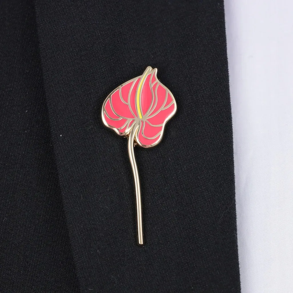 Spilla Anthurium PINETTI Oro 14K - Accessorio Statement di Tendenza - 4