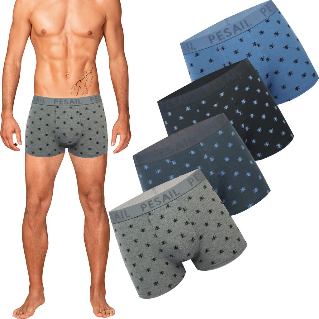 Palleon Herren Boxershorts 4er Pack – Lustige Retro-Cartoon Designs, Aus Baumwolle & Modal, Mit Elasthan