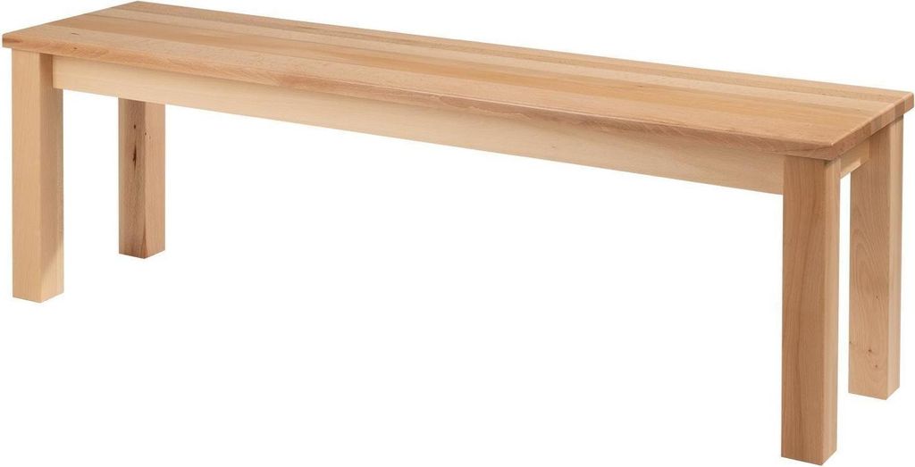 A simple wooden bench on a white background.