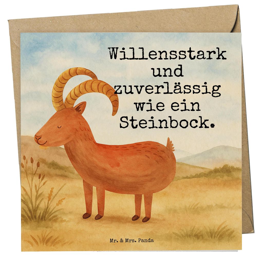 Mr. & Mrs. Panda Grußkarte Sternzeichen Steinbock Design - Weiß - Geschenk, Klappkarte, Geburtstag Januar, Bock, Glückwunschkarte, Ziege, anlass...