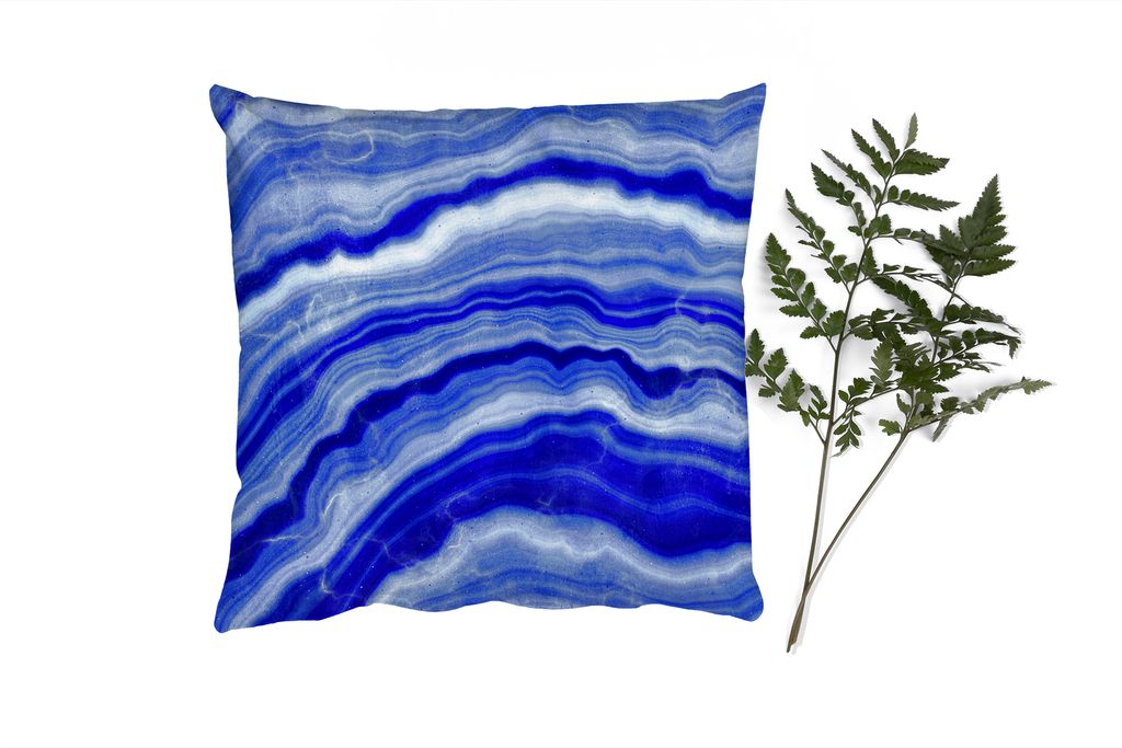 MuchoWow Zierkissen Sofakissen Wohnzimmer Dekokissen 60x60 cm Achat Stein - Blau - Sitzfläche - Foto Polster