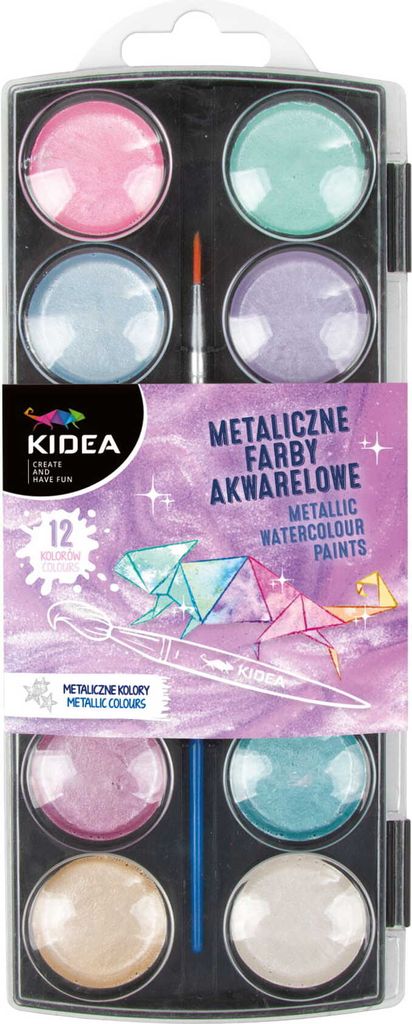Acquerelli metallizzati 12 colori Kidea Immagine del prodotto 