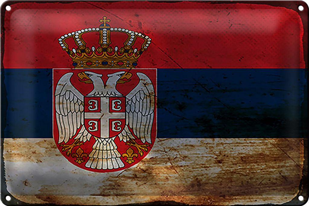 Blechschild Flagge Serbien 40x30cm Flag of Serbia Rost