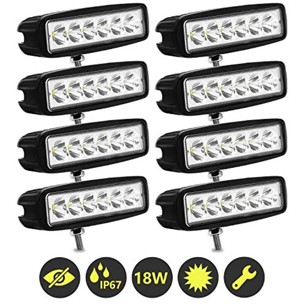 8 Fari LED Ausiliari Clanmacy 18W Fuoristrada 4x4 IP67 6500K 1620LM