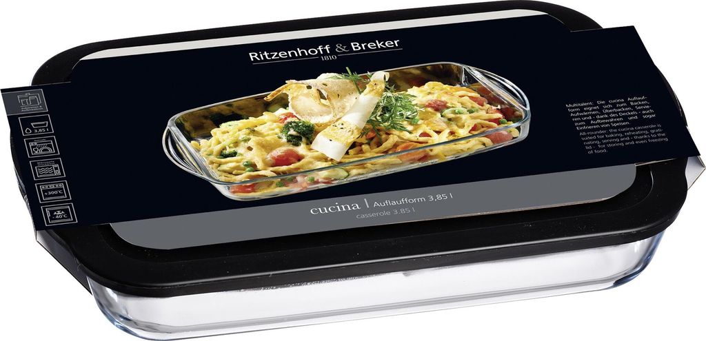 Flirt by R & B Auflaufform Cucina aus Glas 3,85 Liter mit Deckel