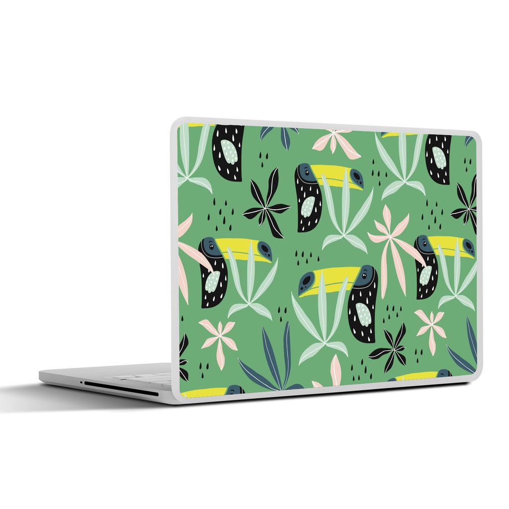 MuchoWow Laptop Aufkleber Sticker Cover Tukan - Blätter - Dschungel 31x22.5 cm - Laptop-Deko