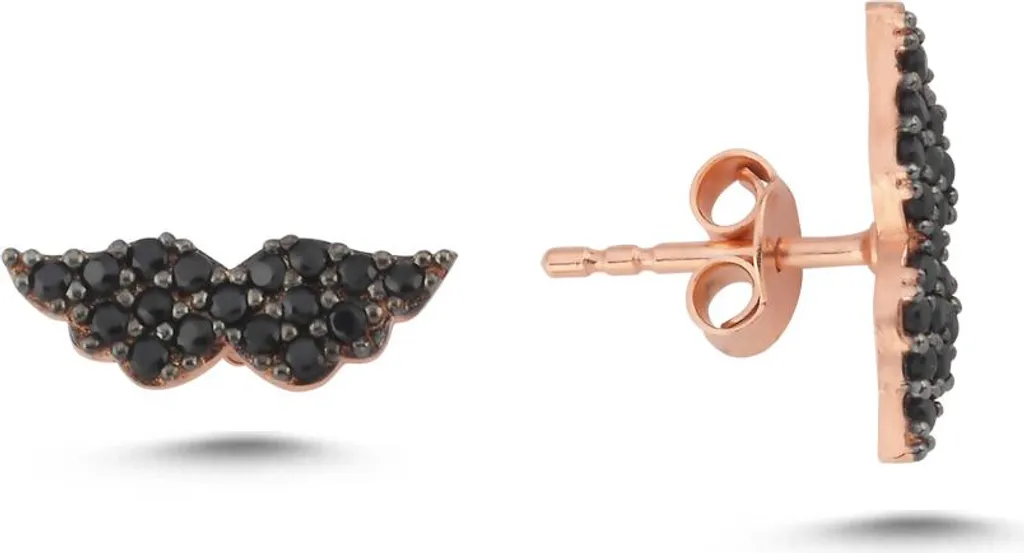 Boucles d'oreilles ailes d'ange en argent 925 et or rose avec zircon