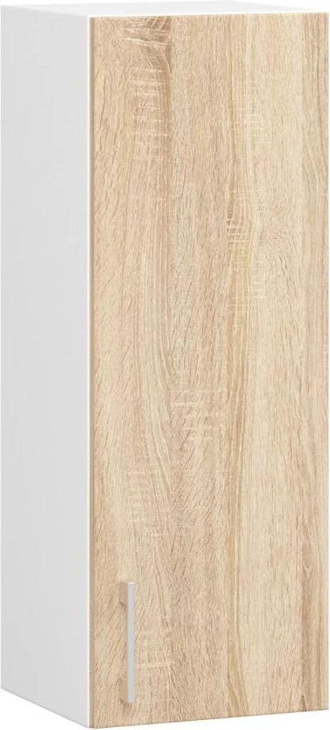 TRIVORA Hängeschrank mit einer Tür – Breite 30 cm, Weiß/Sonoma Eiche